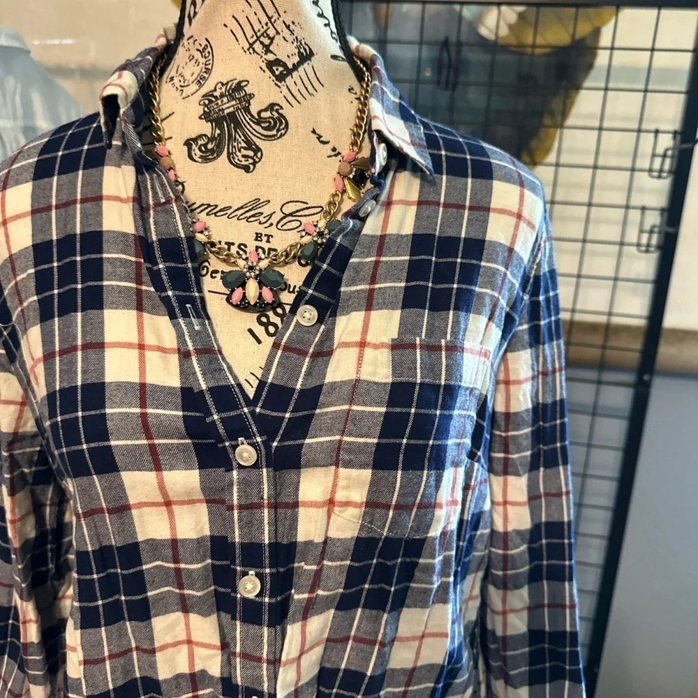 J. Crew Blue and White Button Down Shirt. Cotton
